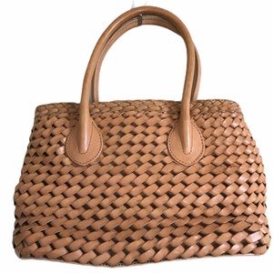 FOSSIL Hand Bag Purse Genuine Leather Weave Small